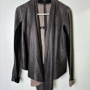VEDA Drape Front Leather Jacket